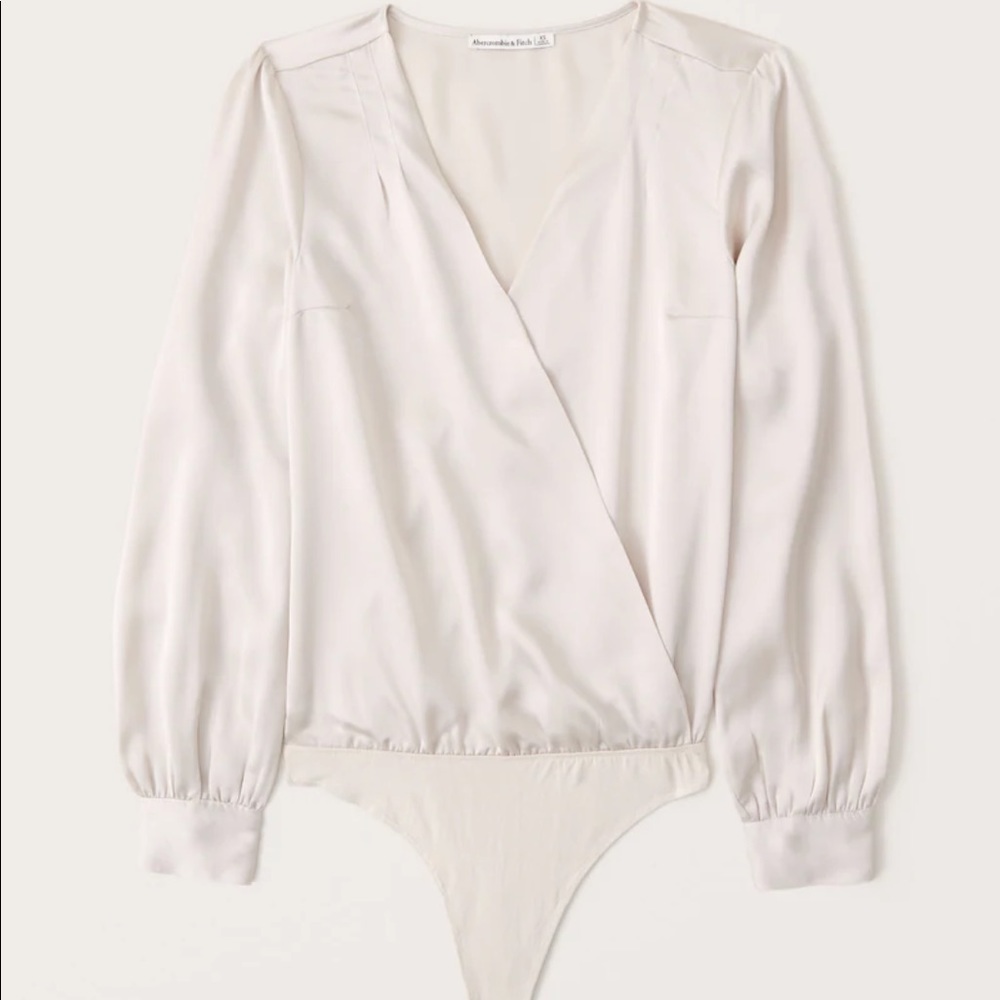 Abercrombie Long Sleeve Satin Wrap Bodysuit